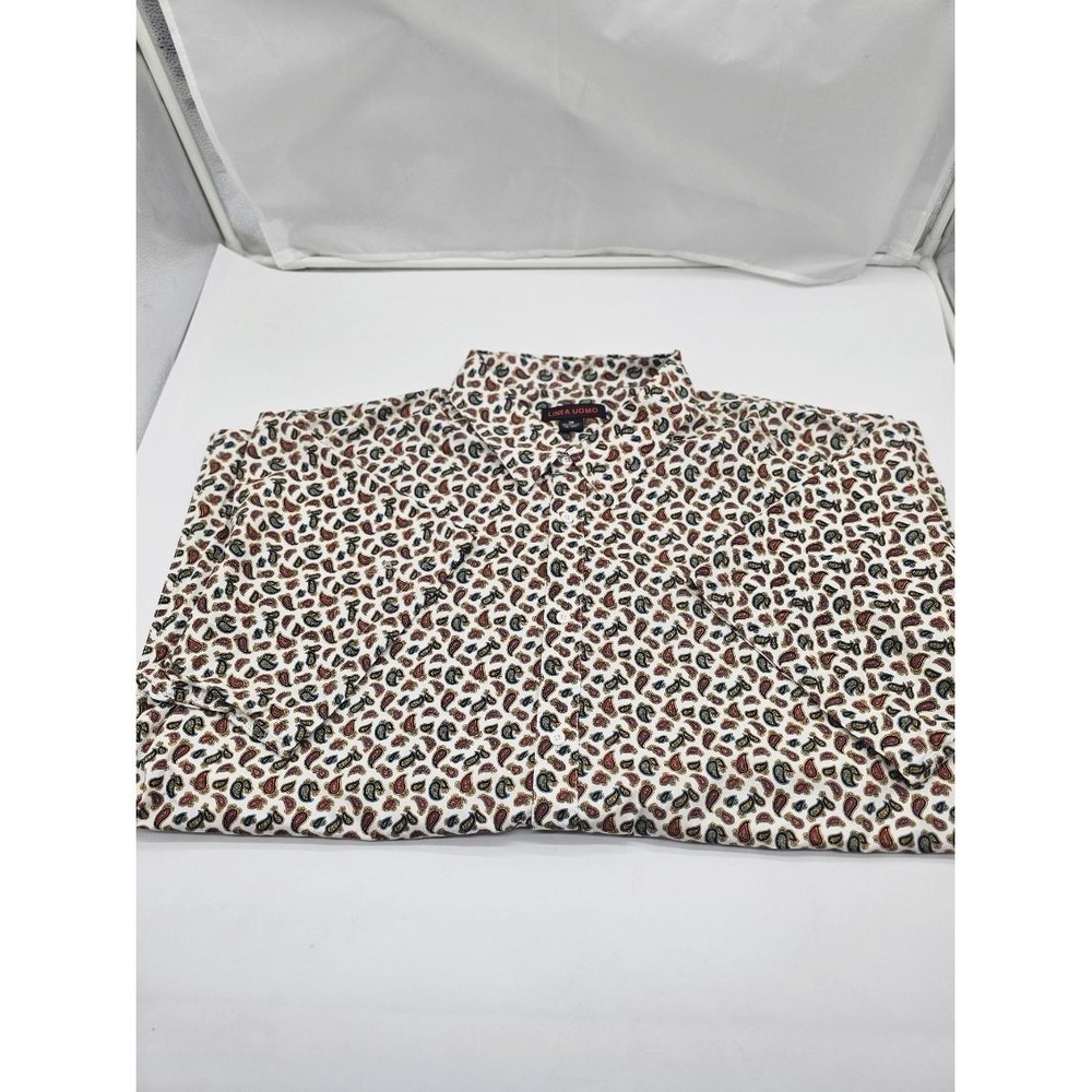 Linea Uomo Men's Multi Color Paisley Design Size 3X Cotton Shirt Father Day